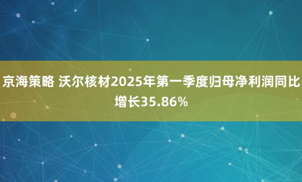 京海策略 沃尔核材2025年第一季度归母净利润同比增长35.86%